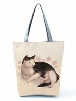 Women's Medium All Seasons Polyester Cat Fashion Square Zipper Tote Bag sku image 22