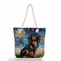 Women's Fashion Animal Starry Sky Canvas Shopping Bags sku image 1