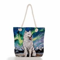 Women's Fashion Animal Starry Sky Canvas Shopping Bags sku image 2