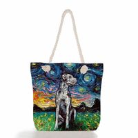 Women's Fashion Animal Starry Sky Canvas Shopping Bags sku image 10