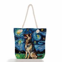 Women's Fashion Animal Starry Sky Canvas Shopping Bags sku image 30