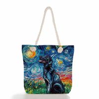 Women's Fashion Animal Starry Sky Canvas Shopping Bags sku image 38