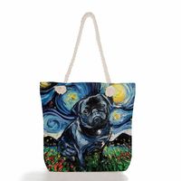 Women's Fashion Animal Starry Sky Canvas Shopping Bags sku image 46