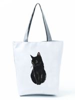Women's Medium All Seasons Polyester Cat Fashion Square Zipper Tote Bag sku image 7