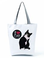 Women's Medium All Seasons Polyester Cat Fashion Square Zipper Tote Bag sku image 3