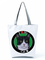 Women's Medium All Seasons Polyester Cat Fashion Square Zipper Tote Bag sku image 19