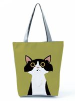 Women's Medium All Seasons Polyester Cat Fashion Square Zipper Tote Bag sku image 8