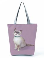 Women's Medium All Seasons Polyester Cat Fashion Square Zipper Tote Bag sku image 16