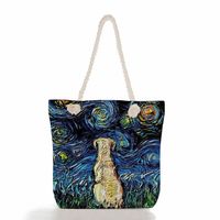 Women's Fashion Animal Starry Sky Canvas Shopping Bags sku image 43