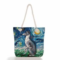 Women's Fashion Animal Starry Sky Canvas Shopping Bags sku image 28