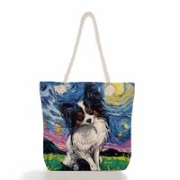 Women's Fashion Animal Starry Sky Canvas Shopping Bags sku image 44