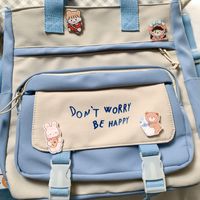 Kid's Medium Summer Canvas Letter Cute Zipper Shoulder Bag sku image 1