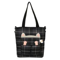 Women's Vintage Style Plaid Canvas Shopping Bags sku image 2