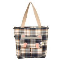 Women's Vintage Style Plaid Canvas Shopping Bags sku image 5