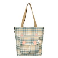 Women's Vintage Style Plaid Canvas Shopping Bags sku image 3