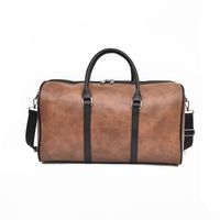 Unisex Vintage Style Solid Color Pu Leather Waterproof Travel Bags main image 5