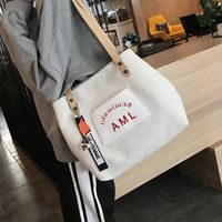 Women's Fashion Letter Canvas Shopping Bags sku image 1