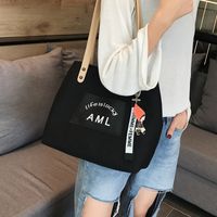 Women's Fashion Letter Canvas Shopping Bags sku image 2