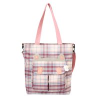 Women's Vintage Style Plaid Canvas Shopping Bags sku image 1