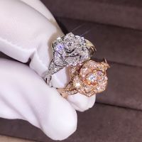 Fashion Flower Copper Plating Zircon Rings 1 Piece main image 1