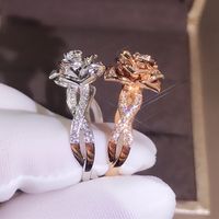 Fashion Flower Copper Plating Zircon Rings 1 Piece main image 4