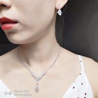 Fashion Water Droplets Alloy Inlay Rhinestones Women's Earrings Necklace main image 4