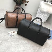 Unisex Vintage Style Solid Color Pu Leather Waterproof Travel Bags main image 3