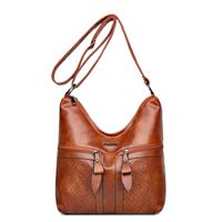 Women's Medium Summer Pu Leather Geometric Vintage Style Square Zipper Tote Bag sku image 3