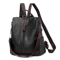 Waterproof Anti-theft Solid Color Travel Street Women's Backpack sku image 3