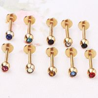 Fashion Solid Color Stainless Steel Inlay Artificial Diamond Ear Studs 1 Piece main image 5