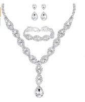 Fashion Water Droplets Alloy Inlay Rhinestones Women's Bracelets Earrings Necklace sku image 31