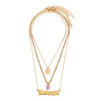 Retro Letter Alloy Inlay Rhinestones Women's Layered Necklaces 1 Piece main image 5