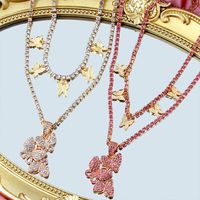Fashion Butterfly Alloy Inlay Rhinestones Women's Layered Necklaces 1 Piece main image 1