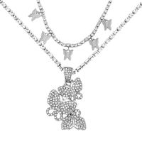Fashion Butterfly Alloy Inlay Rhinestones Women's Layered Necklaces 1 Piece main image 4