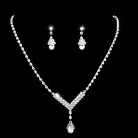 Fashion Water Droplets Alloy Inlay Rhinestones Women's Earrings Necklace main image 1