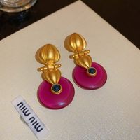 1 Pair Vintage Style Flower Copper Plating Inlay Artificial Gemstones Rhinestones Ear Studs sku image 50