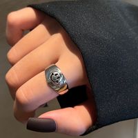 Retro Smiley Face Silver Plated Plating Women's Rings 1 Piece sku image 22