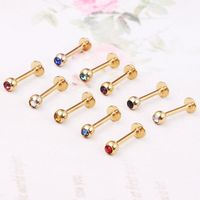 Fashion Solid Color Stainless Steel Inlay Artificial Diamond Ear Studs 1 Piece main image 3