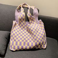 Women's Fashion Checkered Canvas Shopping Bags sku image 2