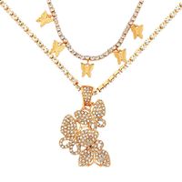 Fashion Butterfly Alloy Inlay Rhinestones Women's Layered Necklaces 1 Piece sku image 1