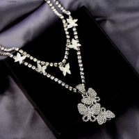 Fashion Butterfly Alloy Inlay Rhinestones Women's Layered Necklaces 1 Piece main image 2