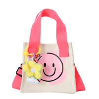 Kid's Small Canvas Smiley Face Cute Square Magnetic Buckle Crossbody Bag sku image 4