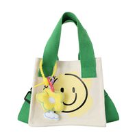 Kid's Small Canvas Smiley Face Cute Square Magnetic Buckle Crossbody Bag sku image 5