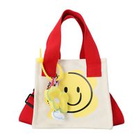 Kid's Small Canvas Smiley Face Cute Square Magnetic Buckle Crossbody Bag sku image 7