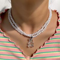 Fashion Bear Alloy Beaded Women's Layered Necklaces 1 Piece main image 3