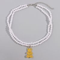 Fashion Bear Alloy Beaded Women's Layered Necklaces 1 Piece sku image 6