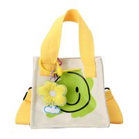 Kid's Small Canvas Smiley Face Cute Square Magnetic Buckle Crossbody Bag sku image 2