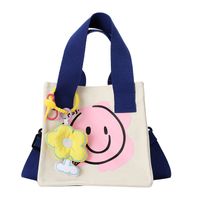 Kid's Small Canvas Smiley Face Cute Square Magnetic Buckle Crossbody Bag sku image 3
