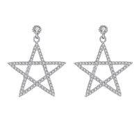 Fashion Star Heart Shape Sterling Silver Plating Zircon Drop Earrings Ear Studs 1 Pair main image 2
