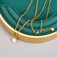 Simple Style Round Smiley Face Titanium Steel Enamel Gold Plated Pendant Necklace 1 Piece main image 1